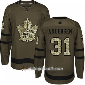 Män Ishockey Toronto Maple Leafs Tröja Frederik Andersen 31 Adidas 2017-2018 Camo Grön Authentic